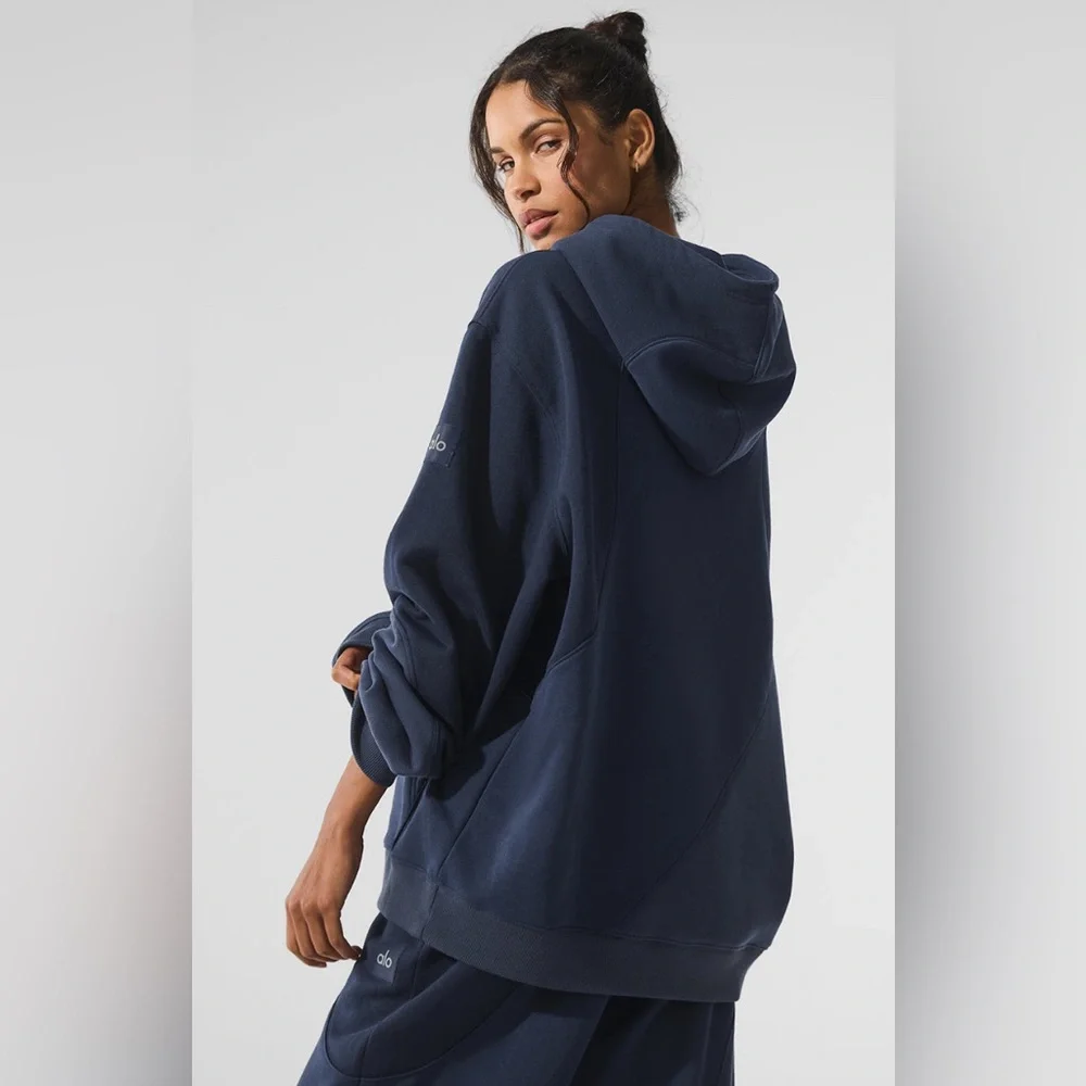 ALO Yoga Make Waves Hoodie Women’s M/Men’s S Navy Tonal - Picture 3 of 11